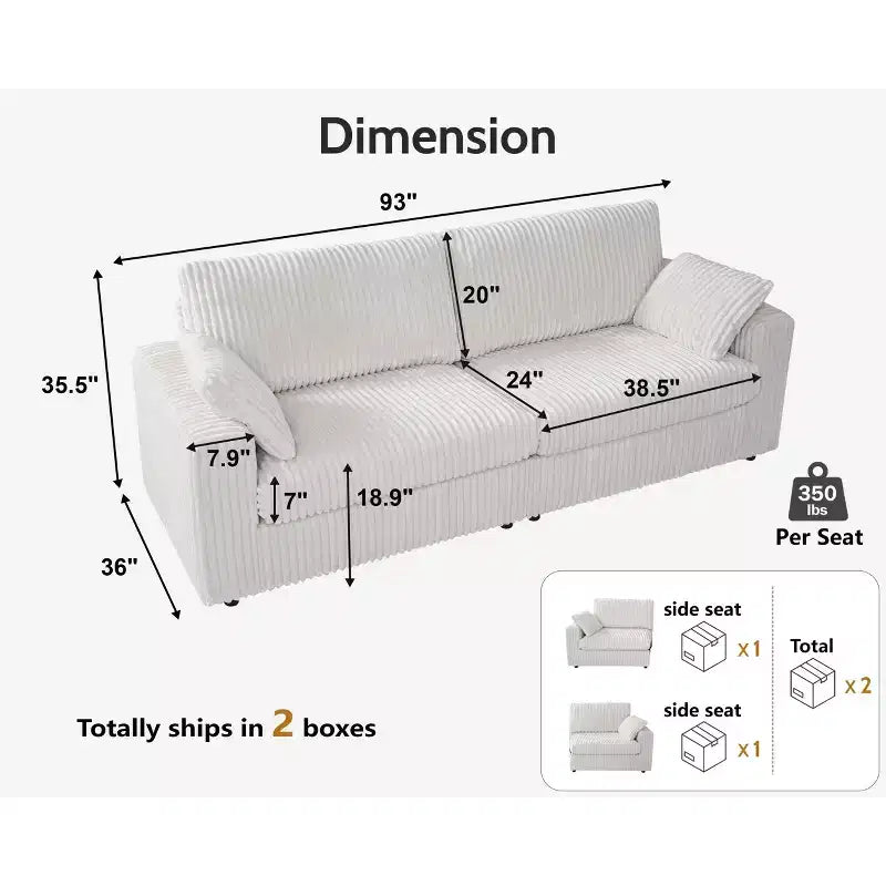 Modulares Cord-Sofaelement von Dyonery mit abnehmbaren, waschbaren Bezügen