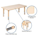 Rechteckiges, höhenverstellbares Aktivitätstisch-Set aus Kunststoff von Emma und Oliver, 23,625 W × 47,25 L, mit 6 Stühlen