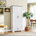 Armoire garde-manger de style champêtre HOMCOM 72 po avec portes de grange, grande armoire de rangement de cuisine avec étagères réglables et tiroir