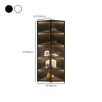 Modern Grey Metal Wood Corner Display Cabinet with Glass Door
