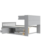 Letto a piattaforma Captain matrimoniale o singolo con 4 cassetti e ripiani contenitori, struttura in legno massello con testiera libreria contenitore