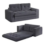 Canapé-lit futon convertible 2-en-1 Mjkone de 71 po, canapé deux places convertible pliable en tissu côtelé avec boutons capitonnés, gain de place