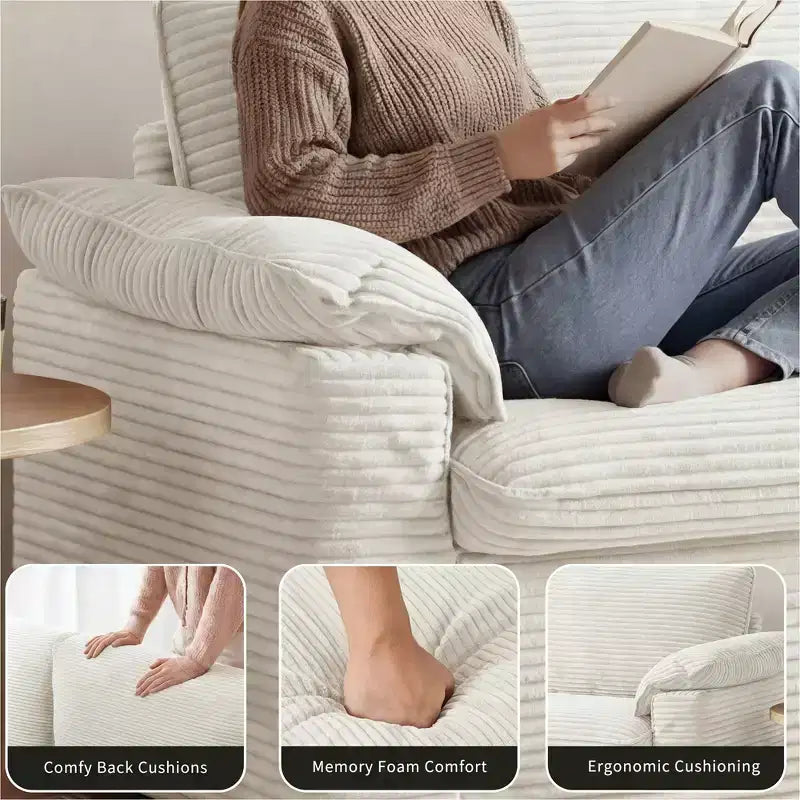Dyonery 86 Cloud Loveseat-Sofa mit tiefer Sitzfläche und breiten Armlehnenkissen, stabilem Rahmen und atmungsaktivem ergonomischem Design
