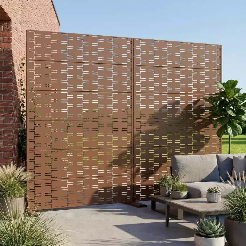 MAYEERTY Brick 01 brauner Raumteiler aus verzinktem Stahl, 72x47x16, 6-teilig, beidseitig rostfreier Sichtschutz
