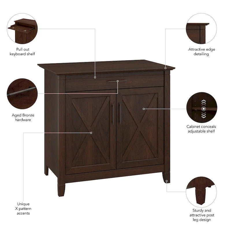 Sekretářský stůl Key West s úložnou skříňkou od Bush Furniture