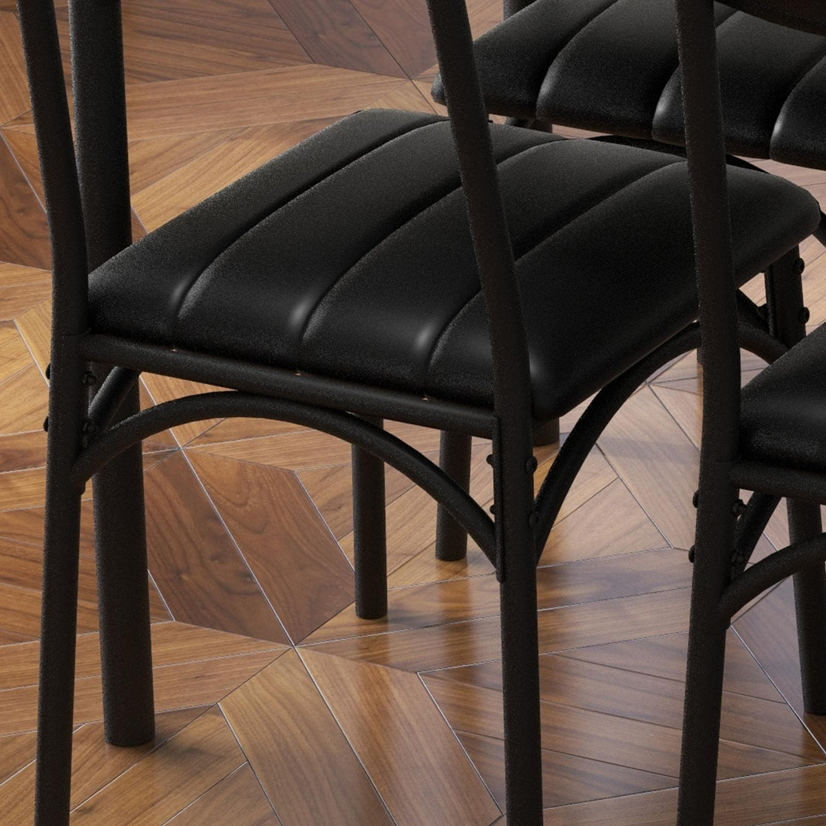 Conjunto de mesa de jantar retangular para 4 pessoas com cadeiras estofadas