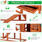 Grand poulailler AECOJOY de 144 po avec parcours, clapier en bois et cage pour volailles