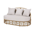 Homan Outdoor-Tagesbett aus Polyrattan mit Kissen, Hellbraun und Beige