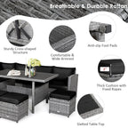 Costway 7-teiliges Dining-Set aus Polyrattan für die Terrasse mit Ecksofa, Couch und Hocker – Details anzeigen