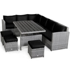 Costway 7-teiliges Dining-Set aus Polyrattan für die Terrasse mit Ecksofa, Couch und Hocker – Details anzeigen