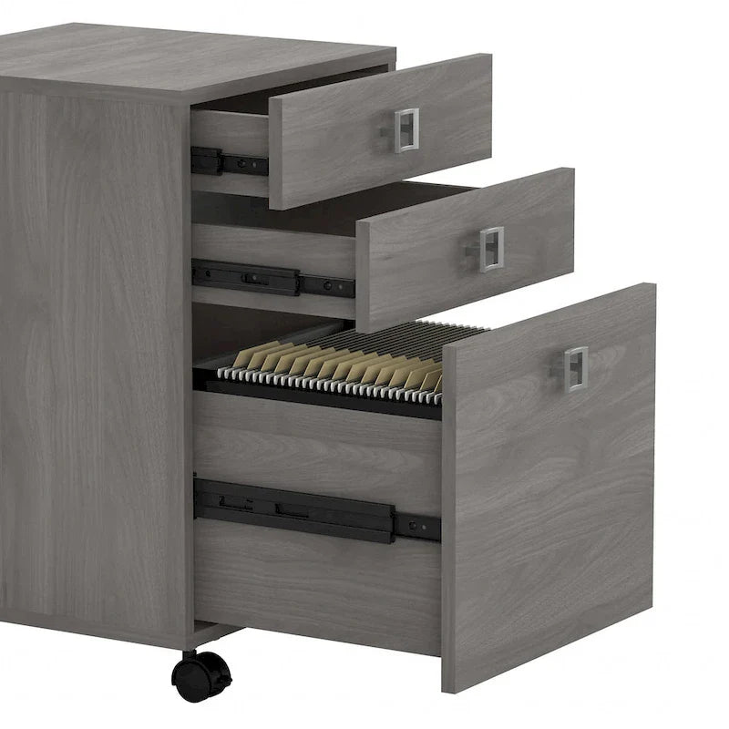 Echo L-vormig bureau met opzetkast en laden