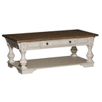 Mesa de apoio Morgan Creek em branco antigo com escovado de arame e detalhes de tabaco
