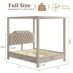 Queen-Size-Himmelbettgestell mit Pfosten, 4-Ecken-Betthalterungen, Lattenrost aus Massivholz, keine Bettfeder erforderlich, geräuschlos