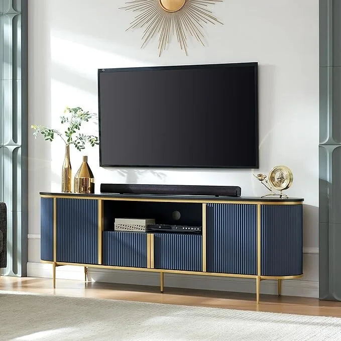 Moderner luxuriöser TV-Ständer, Entertainment-Center, mit Kunstmarmorplatte