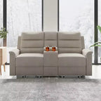 Beige-graues Relaxsofa aus Tech-Gewebe, 2-Sitzer, mit verstellbarer Rückenlehne und Fußstütze