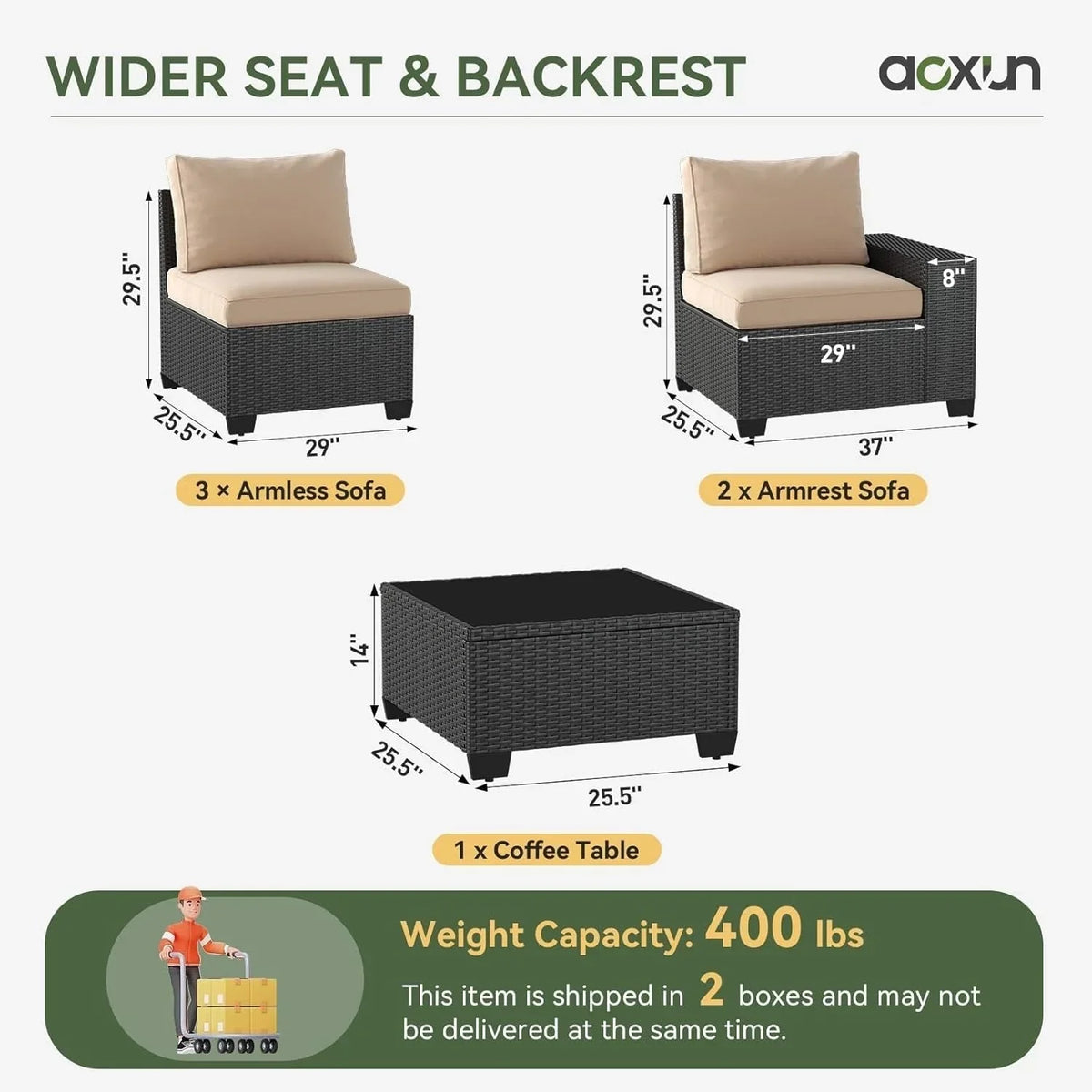 Ensemble de mobilier de terrasse extérieur avec coussins épaissis de 10 cm