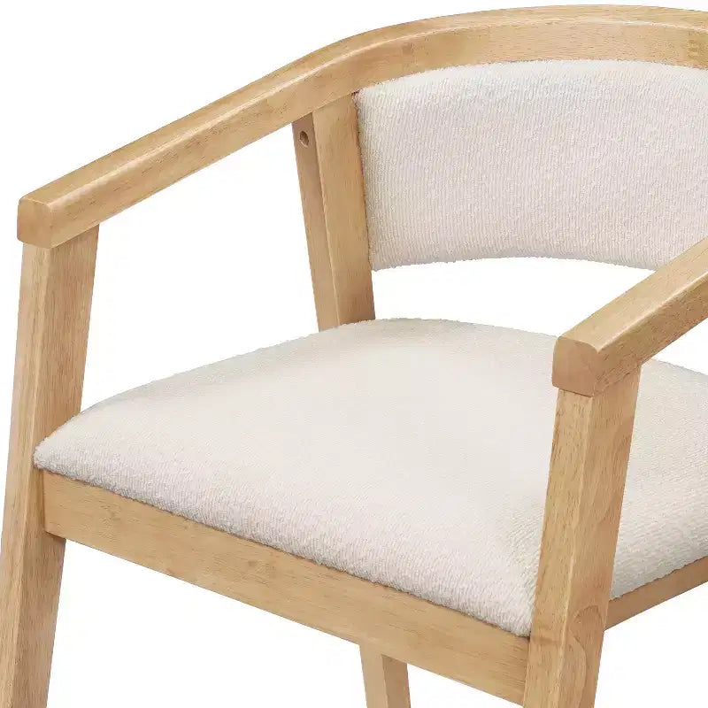 Christopher Knight Home Simon 5-teiliges Esszimmer-Set aus Gummibaumholz im Mid-Century-Modern-Stil mit Bouclé-gepolsterten Stühlen