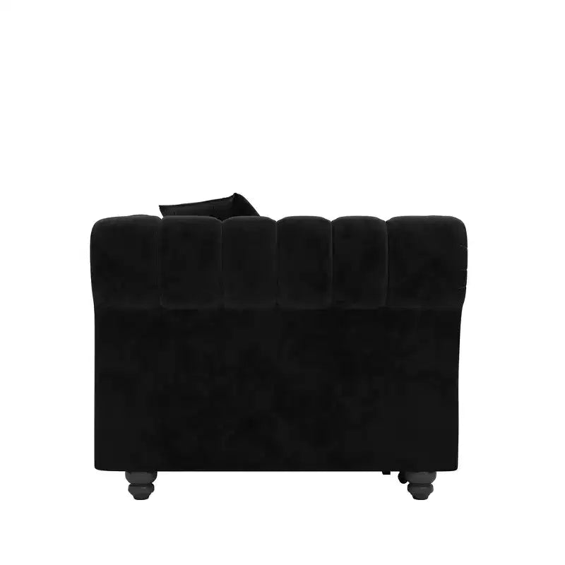Whisen fluwelen 3-in-1 kingsize slaapbank en converteerbare slaapbank met verplaatsbare hocker, gecapitonneerd ontwerp
