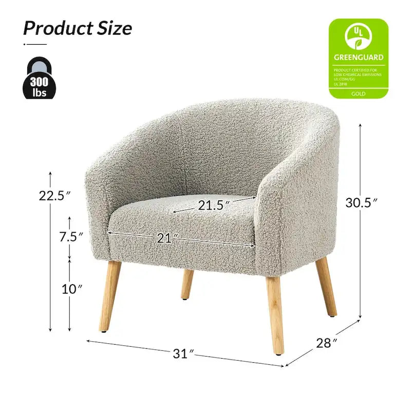 Nowoczesny fotel boucle Sheila 30 W z nogami z litego drewna, zestaw 2 szt., HULALA HOME