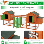 Grand poulailler AECOJOY de 144 po avec parcours, clapier en bois et cage pour volailles
