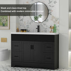 Wavy Line Badezimmermöbel-Set mit Waschbecken und Wasserhahn, 30/36/48 Zoll