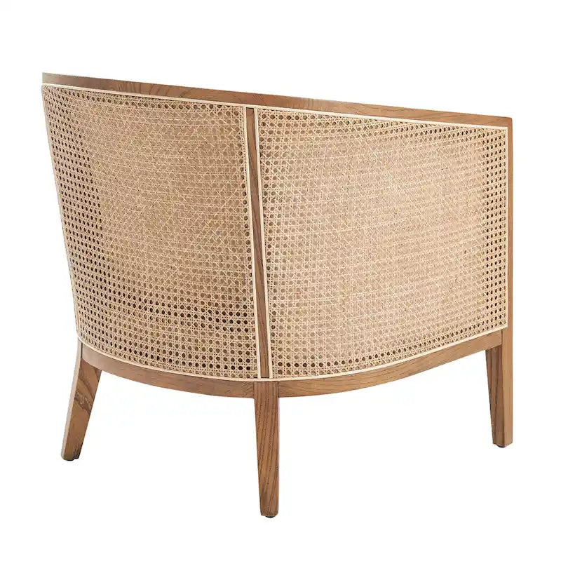 Cadeira de destaque Tillman em linho com braços e rattan