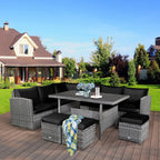 Costway 7-teiliges Dining-Set aus Polyrattan für die Terrasse mit Ecksofa, Couch und Hocker – Details anzeigen
