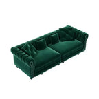 Whisen fluwelen 3-in-1 kingsize slaapbank en converteerbare slaapbank met verplaatsbare hocker, gecapitonneerd ontwerp