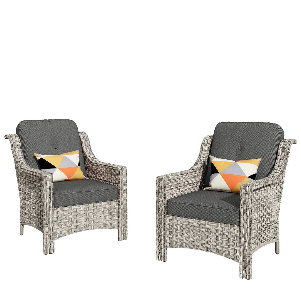 HOOOWOOO 2-teiliges Gartenstuhl-Set aus Korbgeflecht und Rattan mit hoher Rückenlehne