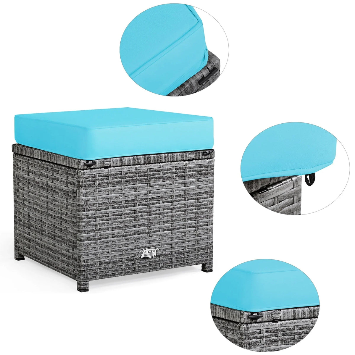 Costway 7-teiliges Dining-Set aus Polyrattan für die Terrasse mit Ecksofa, Couch und Hocker – Details anzeigen
