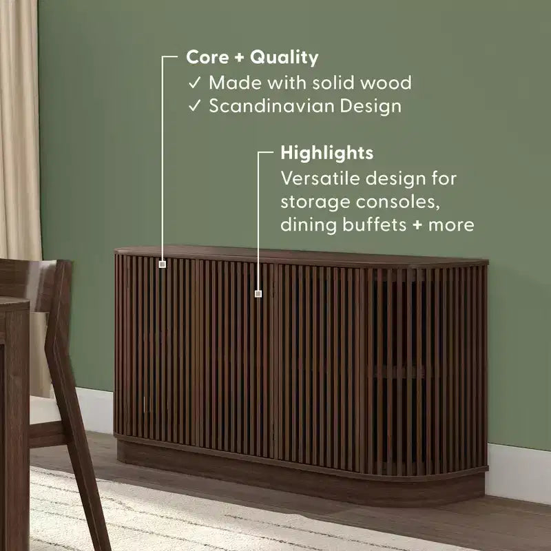Credenza Plank+Beam Contour in legno massello con 3 ante, mobile TV da 59 pollici per il soggiorno