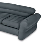Intex Ecksofa in L-Form, aufblasbare Lounge-Couch mit Getränkehaltern, Grau (2er-Pack) – 26