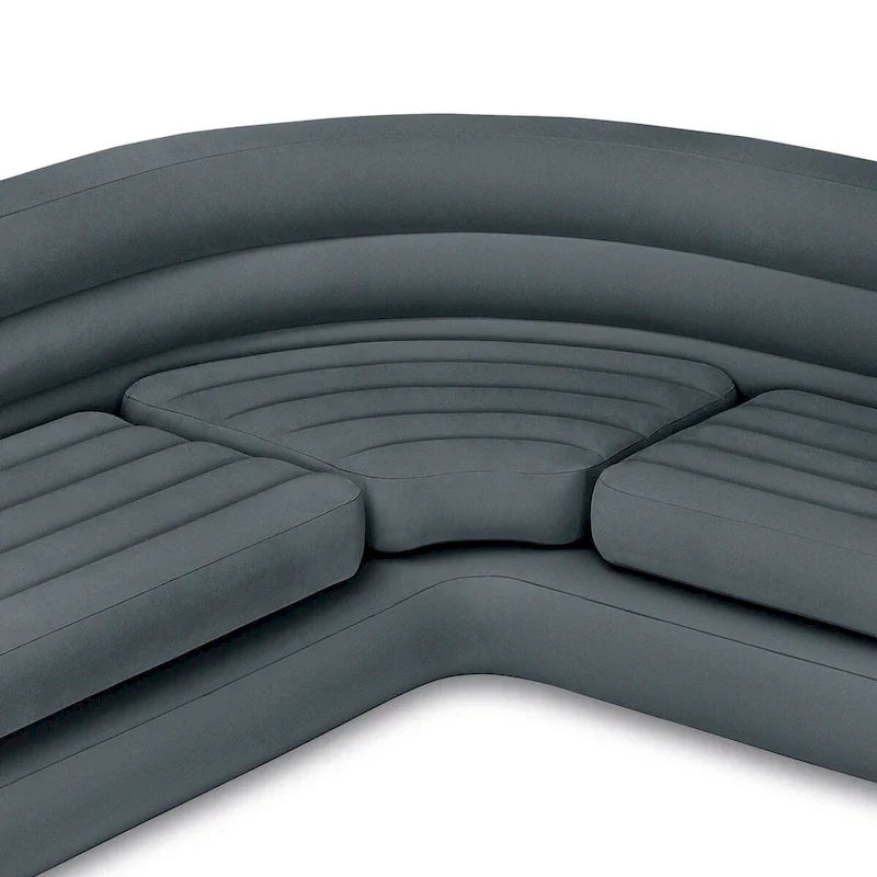 Intex Ecksofa in L-Form, aufblasbare Lounge-Couch mit Getränkehaltern, Grau (2er-Pack) – 26