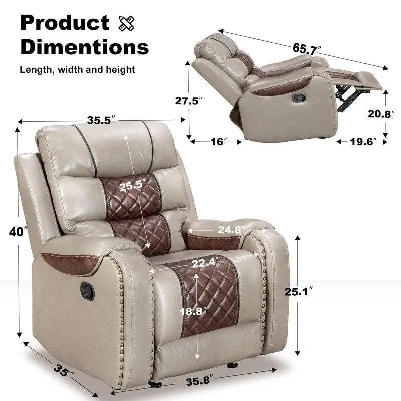 Fauteuil inclinable grand format en similicuir, design américain, pour le salon
