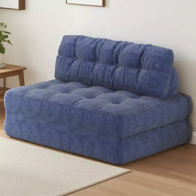 Divano letto futon pieghevole in velluto a coste, poltrona letto trasformabile da pavimento con cuscino e supporto per la schiena