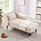 Moderner Samt-Chaiselongue-Sessel, gepolsterter Relaxsessel mit geschwungener Armlehne, Schlafsofa für Schlafzimmer, Büro oder Wohnzimmer