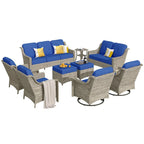 Ensemble de conversation de mobilier de patio extérieur XIZZI en 9 pièces avec fauteuil pivotant