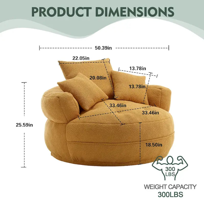 Runder Lazy-Sofa-Sessel -C Weiß/Blau/Grau/Gelb/Orange/Rosarot/Marineblau/Grün, Einzel- und Zweisitzer