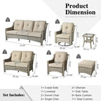 Ensemble de conversation de mobilier de patio extérieur XIZZI en 9 pièces avec fauteuil pivotant