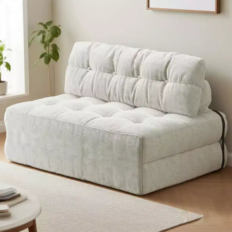 Divano letto futon pieghevole in velluto a coste, poltrona letto trasformabile da pavimento con cuscino e supporto per la schiena
