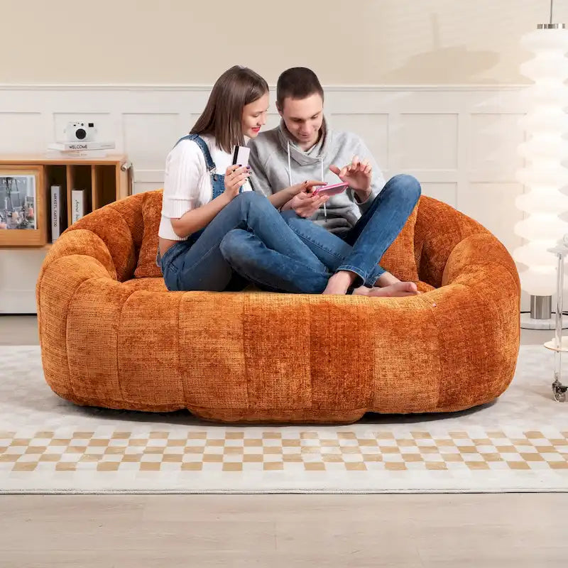 GDFStudio - Sofá descontraído Laurel em chenille para 2 pessoas, com espuma de alta densidade e conforto extra