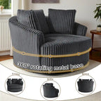 Fauteuil pivotant tonneau surdimensionné de 43 W en velours côtelé moelleux avec accoudoirs encastrés