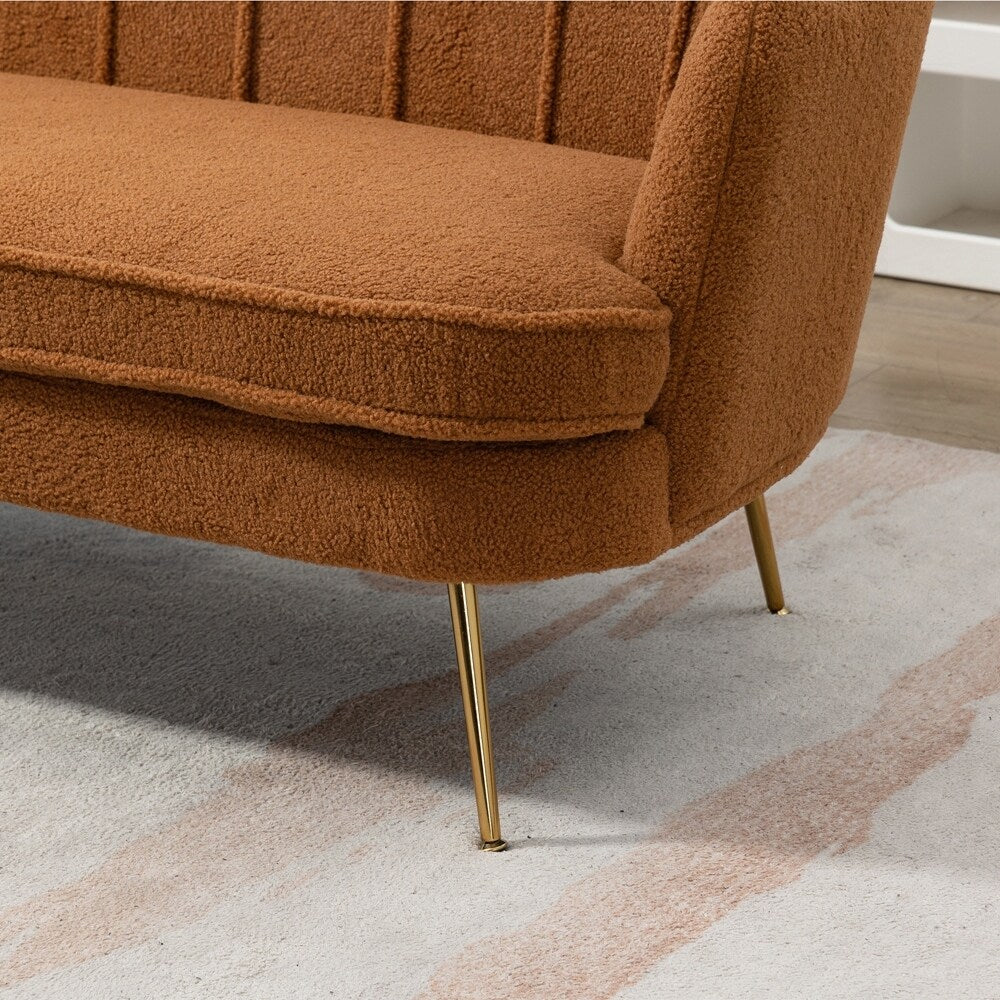 Kleines Mini-Sofa für zwei Personen mit goldenem Metallbein – 2 Sitzplätze
