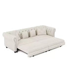 Whisen fluwelen 3-in-1 kingsize slaapbank en converteerbare slaapbank met verplaatsbare hocker, gecapitonneerd ontwerp