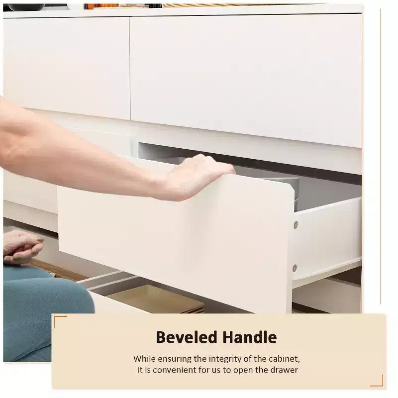 Drehbares/ausziehbares Smart-Buffet-Sideboard mit 6 Schubladen, verlängerter Tischplatte, rutschfester Matte, drehbarem Esstisch und Kücheninsel-Speisekammer