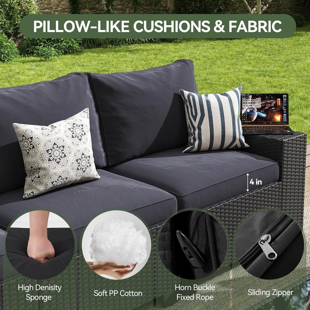 Ensemble de mobilier de terrasse extérieur avec coussins épaissis de 10 cm