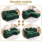 Zweisitzer-Sofa mit 2 Sitzkissen, 2 Kissen und 2 Hockern, bequemes Sofa – tiefes Wohnzimmer-Sofa, modulares Sofa