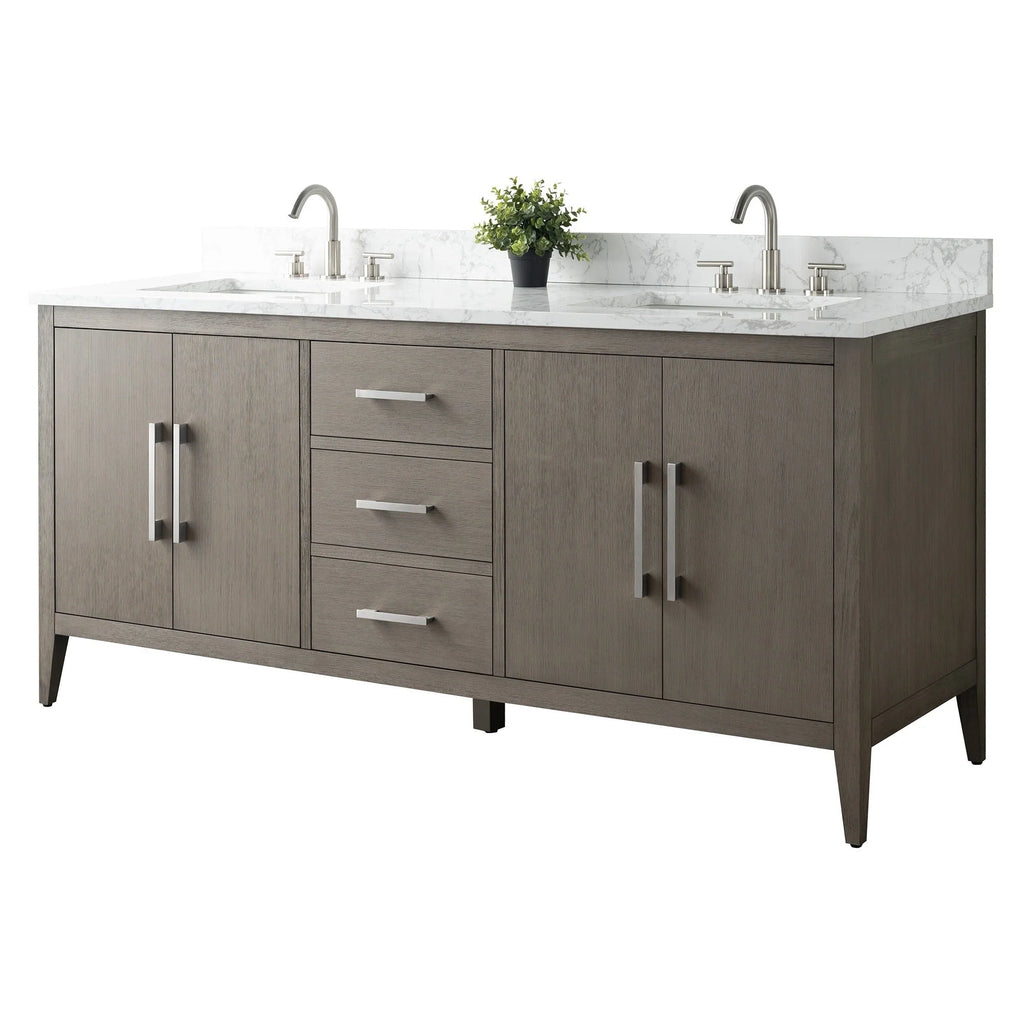 Mobile bagno Vanity Art 72 con doppio lavabo e piano in marmo composito