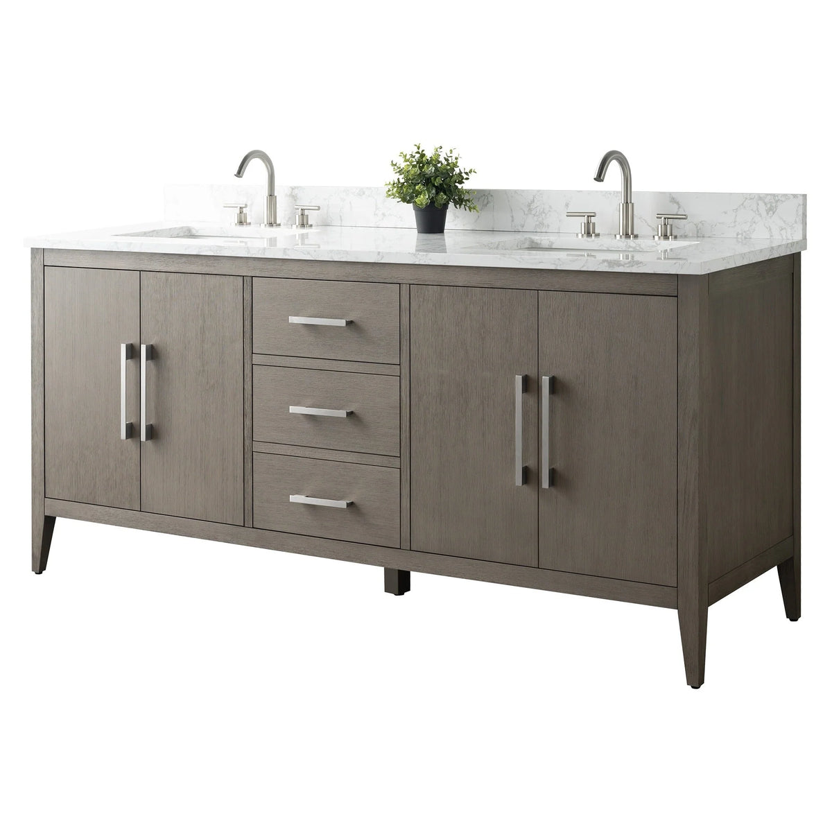 Mobile bagno Vanity Art 72 con doppio lavabo e piano in marmo composito