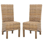 Conjunto de 2 cadeiras de jantar em vime natural 19W x 22D x 41H, estilo boho costeiro
